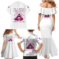 I'm A B Don't Try Me Rose Messy Bun Family Matching Mermaid Dress and Hawaiian Shirt - Wonder Print Shop