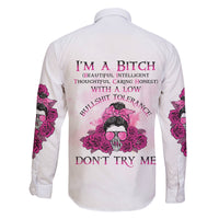 I'm A B Don't Try Me Rose Messy Bun Family Matching Off Shoulder Long Sleeve Dress and Hawaiian Shirt - Wonder Print Shop
