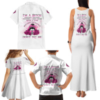 I'm A B Don't Try Me Rose Messy Bun Family Matching Tank Maxi Dress and Hawaiian Shirt - Wonder Print Shop