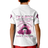 I'm A B Don't Try Me Rose Messy Bun Kid Polo Shirt - Wonder Print Shop