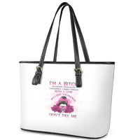 I'm A B Don't Try Me Rose Messy Bun Leather Tote Bag - Wonder Print Shop