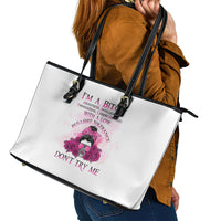 I'm A B Don't Try Me Rose Messy Bun Leather Tote Bag - Wonder Print Shop