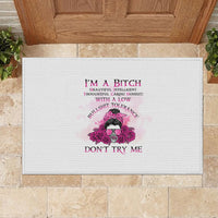 I'm A B Don't Try Me Rose Messy Bun Rubber Doormat - Wonder Print Shop