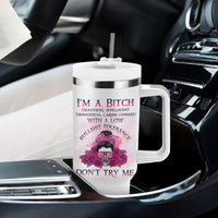 I'm A B Don't Try Me Rose Messy Bun Tumbler With Handle - Wonder Print Shop
