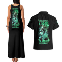 I'm Never Alone Skull Reaper Couples Matching Tank Maxi Dress and Hawaiian Shirt - Wonder Print Shop