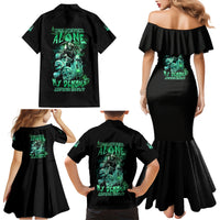 I'm Never Alone Skull Reaper Family Matching Mermaid Dress and Hawaiian Shirt - Wonder Print Shop