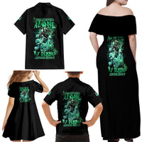 I'm Never Alone Skull Reaper Family Matching Off Shoulder Maxi Dress and Hawaiian Shirt - Wonder Print Shop