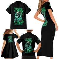 I'm Never Alone Skull Reaper Family Matching Short Sleeve Bodycon Dress and Hawaiian Shirt - Wonder Print Shop