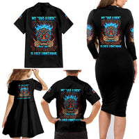 My Give A F Tiki Skull Family Matching Long Sleeve Bodycon Dress and Hawaiian Shirt - Wonder Print Shop
