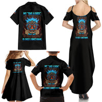 My Give A F Tiki Skull Family Matching Summer Maxi Dress and Hawaiian Shirt - Wonder Print Shop