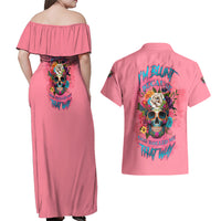 I'm Blunt Because God Rolled Me Couples Matching Off Shoulder Maxi Dress and Hawaiian Shirt - Wonder Print Shop