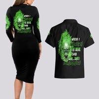 When I Was Born Skull Couples Matching Long Sleeve Bodycon Dress and Hawaiian Shirt - Wonder Print Shop