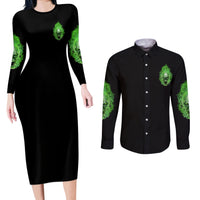When I Was Born Skull Couples Matching Long Sleeve Bodycon Dress and Long Sleeve Button Shirt - Wonder Print Shop