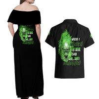 When I Was Born Skull Couples Matching Off Shoulder Maxi Dress and Hawaiian Shirt - Wonder Print Shop