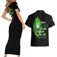 When I Was Born Skull Couples Matching Short Sleeve Bodycon Dress and Hawaiian Shirt - Wonder Print Shop