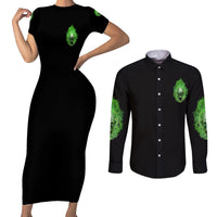 When I Was Born Skull Couples Matching Short Sleeve Bodycon Dress and Long Sleeve Button Shirt - Wonder Print Shop