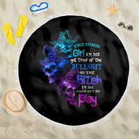 The Good Girl In Me Got Tired Skull Witch Halloween Beach Blanket - Wonder Print Shop