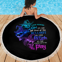 The Good Girl In Me Got Tired Skull Witch Halloween Beach Blanket - Wonder Print Shop