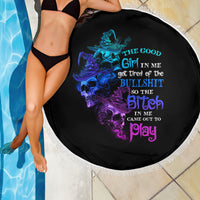 The Good Girl In Me Got Tired Skull Witch Halloween Beach Blanket - Wonder Print Shop