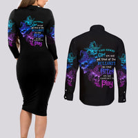 The Good Girl In Me Got Tired Skull Witch Halloween Couples Matching Long Sleeve Bodycon Dress and Long Sleeve Button Shirt - Wonder Print Shop