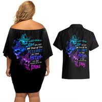 The Good Girl In Me Got Tired Skull Witch Halloween Couples Matching Off Shoulder Short Dress and Hawaiian Shirt - Wonder Print Shop