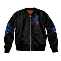 The Good Girl In Me Got Tired Skull Witch Halloween Sleeve Zip Bomber Jacket - Wonder Print Shop