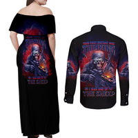 Your First Mistake Was Thinking Couples Matching Off Shoulder Maxi Dress and Long Sleeve Button Shirt - Wonder Print Shop