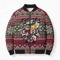 Skeleton Candy Cane Christmas Bomber Puffer Jacket Xmas Holiday Patterns - Wonder Print Shop