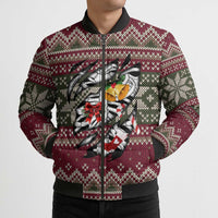 Skeleton Candy Cane Christmas Bomber Puffer Jacket Xmas Holiday Patterns - Wonder Print Shop