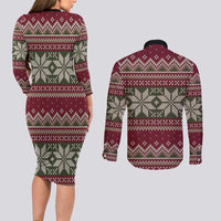 Skeleton Candy Cane Christmas Couples Matching Long Sleeve Bodycon Dress and Long Sleeve Button Shirt Xmas Holiday Patterns - Wonder Print Shop