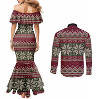 Skeleton Candy Cane Christmas Couples Matching Mermaid Dress and Long Sleeve Button Shirt Xmas Holiday Patterns - Wonder Print Shop