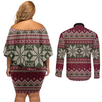 Skeleton Candy Cane Christmas Couples Matching Off Shoulder Short Dress and Long Sleeve Button Shirt Xmas Holiday Patterns - Wonder Print Shop