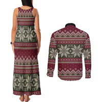 Skeleton Candy Cane Christmas Couples Matching Tank Maxi Dress and Long Sleeve Button Shirt Xmas Holiday Patterns - Wonder Print Shop