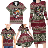Skeleton Candy Cane Christmas Family Matching Long Sleeve Bodycon Dress and Hawaiian Shirt Xmas Holiday Patterns - Wonder Print Shop