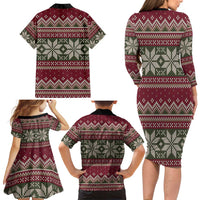 Skeleton Candy Cane Christmas Family Matching Long Sleeve Bodycon Dress and Hawaiian Shirt Xmas Holiday Patterns - Wonder Print Shop