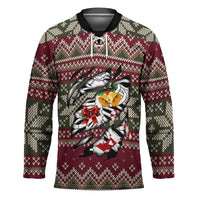Skeleton Candy Cane Christmas Hockey Jersey Xmas Holiday Patterns - Wonder Print Shop