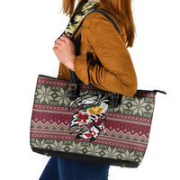 Skeleton Candy Cane Christmas Leather Tote Bag Xmas Holiday Patterns - Wonder Print Shop