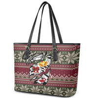 Skeleton Candy Cane Christmas Leather Tote Bag Xmas Holiday Patterns - Wonder Print Shop
