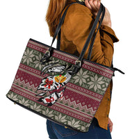 Skeleton Candy Cane Christmas Leather Tote Bag Xmas Holiday Patterns - Wonder Print Shop