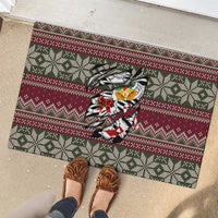 Skeleton Candy Cane Christmas Rubber Doormat Xmas Holiday Patterns - Wonder Print Shop