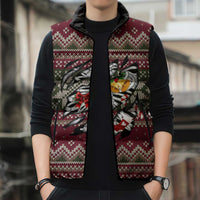 Skeleton Candy Cane Christmas Sleeveless Puffer Jacket Xmas Holiday Patterns - Wonder Print Shop