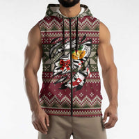 Skeleton Candy Cane Christmas Sleeveless Zip Hoodie Xmas Holiday Patterns - Wonder Print Shop