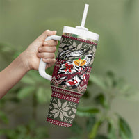 Skeleton Candy Cane Christmas Tumbler With Handle Xmas Holiday Patterns - Wonder Print Shop
