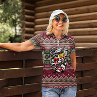 Skeleton Candy Cane Christmas Women Polo Shirt Xmas Holiday Patterns - Wonder Print Shop