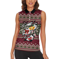 Skeleton Candy Cane Christmas Women Sleeveless Polo Shirt Xmas Holiday Patterns - Wonder Print Shop