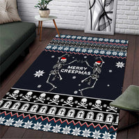 Skeleton Merry Creepmas Christmas Area Rug Xmas Holiday Patterns - Wonder Print Shop