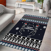 Skeleton Merry Creepmas Christmas Area Rug Xmas Holiday Patterns - Wonder Print Shop