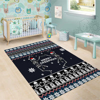 Skeleton Merry Creepmas Christmas Area Rug Xmas Holiday Patterns - Wonder Print Shop