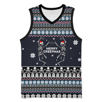 Skeleton Merry Creepmas Christmas Basketball Jersey Xmas Holiday Patterns - Wonder Print Shop