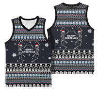 Skeleton Merry Creepmas Christmas Basketball Jersey Xmas Holiday Patterns - Wonder Print Shop